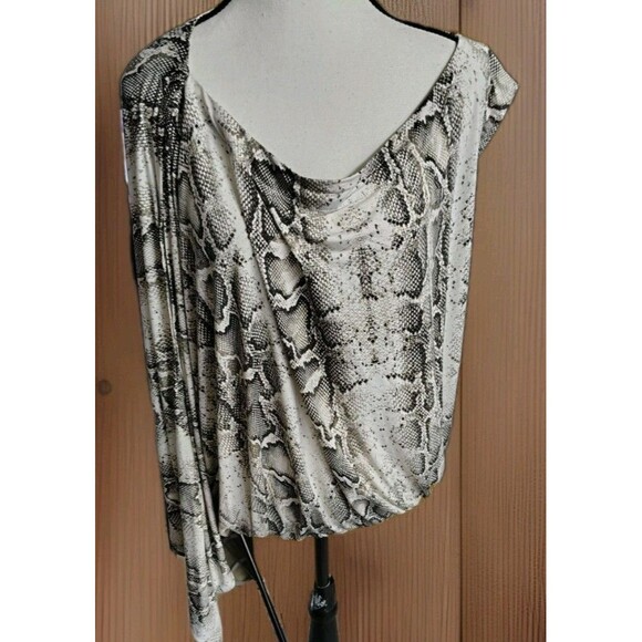 COLDESINA BLOUSE ALEXANDER DESIGNS SMALL ASYMMETRICAL ANIMAL PRINT - Picture 1 of 7